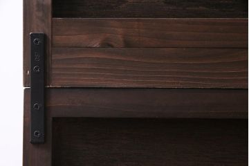 ラフジュ工房オリジナル　ヒノキ無垢材・ヒバ材　当店オリジナルガラス　ノスタルジックな雰囲気漂う重ね戸棚(食器棚、収納棚)(R-038213)