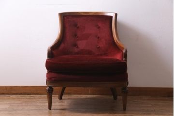 中古　DREXEL HERITAGE(ドレクセルヘリテイジ)　Upholstery(アップホルスタリー)　クラシカルな雰囲気漂うローバックチェア(1人掛けソファ、アームソファ)(定価約45万円)(R-038215)