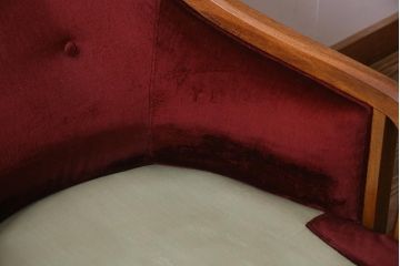 中古　DREXEL HERITAGE(ドレクセルヘリテイジ)　Upholstery(アップホルスタリー)　クラシカルな雰囲気漂うローバックチェア(1人掛けソファ、アームソファ)(定価約45万円)(R-038215)
