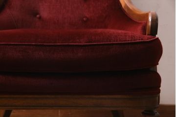 中古　DREXEL HERITAGE(ドレクセルヘリテイジ)　Upholstery(アップホルスタリー)　クラシカルな雰囲気漂うローバックチェア(1人掛けソファ、アームソファ)(定価約45万円)(R-038218)