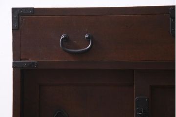 アンティーク家具　和製アンティーク　古民具　ヒノキ材　隠し付き!すっきりとした佇まいが魅力の関西帳場箪笥(時代箪笥、引き出し)(R-038219)