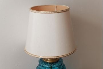 アンティーク雑貨　フランスアンティーク　ブルーのガラスが美しいテーブルランプ(卓上ランプ、スタンドライト)(R-038223)