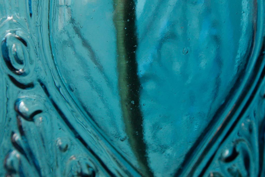 アンティーク雑貨　フランスアンティーク　ブルーのガラスが美しいテーブルランプ(卓上ランプ、スタンドライト)(R-038223)