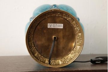 アンティーク雑貨　フランスアンティーク　ブルーのガラスが美しいテーブルランプ(卓上ランプ、スタンドライト)(R-038223)