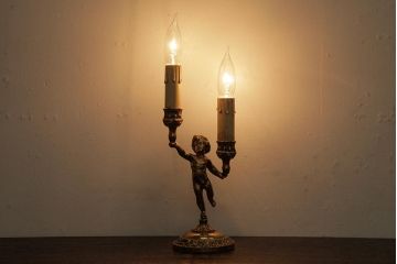 ヴィンテージ照明　フランスビンテージ　真鍮製　アンティークスタイルにおすすめのテーブルランプ(卓上ランプ、スタンドライト)(R-038228)