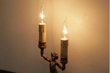 ヴィンテージ照明　フランスビンテージ　真鍮製　アンティークスタイルにおすすめのテーブルランプ(卓上ランプ、スタンドライト)(R-038228)