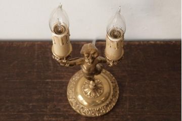 ヴィンテージ照明　フランスビンテージ　真鍮製　アンティークスタイルにおすすめのテーブルランプ(卓上ランプ、スタンドライト)(R-038228)
