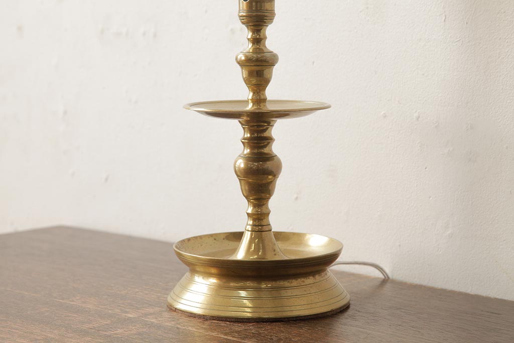 アンティーク照明　フランス　氷柱のような意匠が美しいガラスシェードのテーブルランプ(卓上ランプ、スタンドライト)(R-038230)