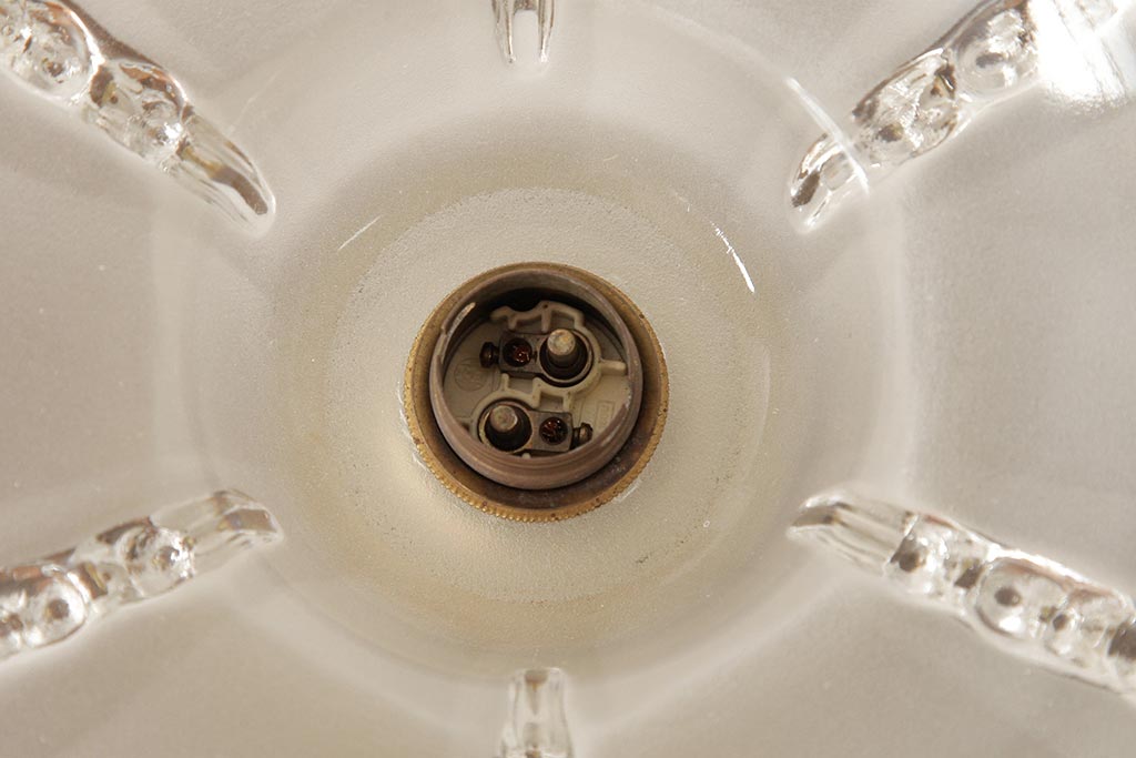 アンティーク照明　フランス　氷柱のような意匠が美しいガラスシェードのテーブルランプ(卓上ランプ、スタンドライト)(R-038230)