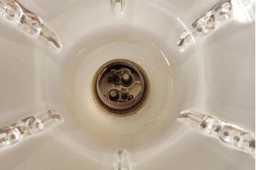 アンティーク照明　フランス　氷柱のような意匠が美しいガラスシェードのテーブルランプ(卓上ランプ、スタンドライト)(R-038230)