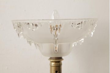 アンティーク照明　フランス　氷柱のような意匠が美しいガラスシェードのテーブルランプ(卓上ランプ、スタンドライト)(R-038230)