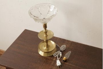 アンティーク照明　フランス　氷柱のような意匠が美しいガラスシェードのテーブルランプ(卓上ランプ、スタンドライト)(R-038230)