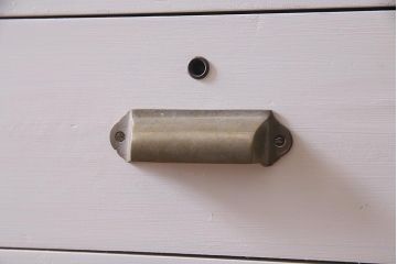 レトロ家具　ペイント　当店オリジナルガラス入り　重ねてもセパレートでも使える淡いカラーの二段重ねチェスト(引き出し)(R-038233)