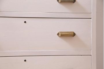 レトロ家具　ペイント　当店オリジナルガラス入り　重ねてもセパレートでも使える淡いカラーの二段重ねチェスト(引き出し)(R-038233)