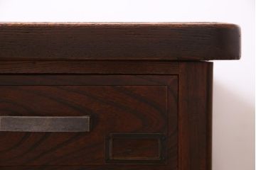 アンティーク家具　和製アンティーク　総ケヤキ材　レトロな雰囲気漂う両袖デスク(R-038235)