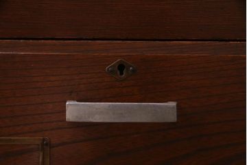 アンティーク家具　和製アンティーク　総ケヤキ材　レトロな雰囲気漂う両袖デスク(R-038235)