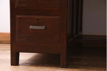 アンティーク家具　和製アンティーク　総ケヤキ材　レトロな雰囲気漂う両袖デスク(R-038235)