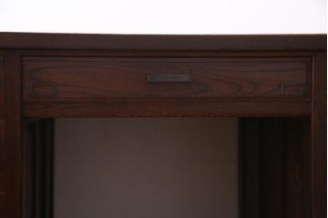アンティーク家具　和製アンティーク　総ケヤキ材　レトロな雰囲気漂う両袖デスク(両袖机、在宅ワーク、在宅用ワークデスク)(R-038235)