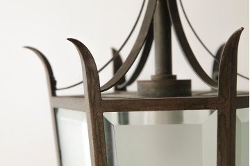 アンティーク照明　青銅製　重厚感のあるフレームのペンダントライト(天井照明)(R-038239)