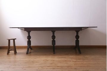 ヴィンテージ家具　イギリスビンテージ　マホガニー材　特大サイズ!　存在感たっぷりのバタフライテーブル(エクステンションテーブル)(R-038241)