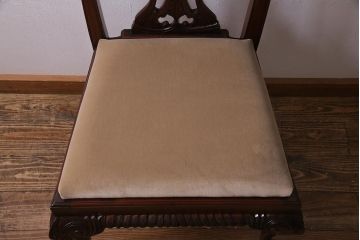 アンティーク家具　フランス　マホガニー材　繊細な彫りが上品な猫脚チェア(ダイニングチェア、椅子)(R-038246)