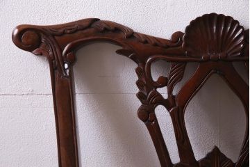 アンティーク家具　フランス　マホガニー材　繊細な彫りが上品な猫脚チェア(ダイニングチェア、椅子)(R-038246)