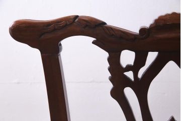 アンティーク家具　フランス　マホガニー材　繊細な彫りが上品な猫脚チェア(ダイニングチェア、椅子)(R-038246)