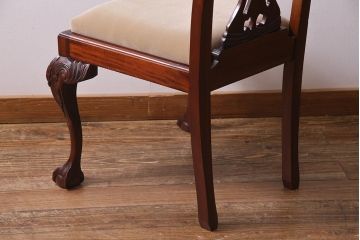 アンティーク家具　フランス　マホガニー材　繊細な彫りが上品な猫脚チェア(ダイニングチェア、椅子)(R-038246)