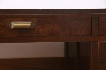レトロ家具　昭和初期　民芸家具　味わい深い木肌が魅力の文机(片袖机、ローテーブル、座卓)(R-038247)