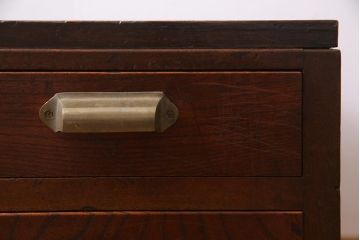 レトロ家具　昭和初期　民芸家具　味わい深い木肌が魅力の文机(片袖机、ローテーブル、座卓)(R-038247)