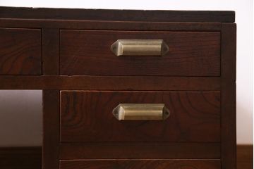レトロ家具　昭和初期　民芸家具　味わい深い木肌が魅力の文机(片袖机、ローテーブル、座卓)(R-038247)
