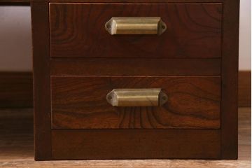 レトロ家具　昭和初期　民芸家具　味わい深い木肌が魅力の文机(片袖机、ローテーブル、座卓)(R-038247)