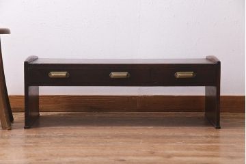 アンティーク家具　大正期　レトロな雰囲気漂う落ち着いた色味の文机(ローテーブル、座卓)(R-038248)