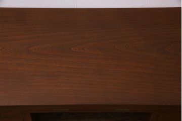 ビンテージ家具　和製ビンテージ　総くるみ無垢材　天板一枚板　杢目が美しい文机(両袖机、机、座卓)(R-038249)