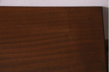 ビンテージ家具　和製ビンテージ　総くるみ無垢材　天板一枚板　杢目が美しい文机(両袖机、机、座卓)(R-038249)