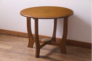 アンティーク家具　ナラ材　レトロなラウンドテーブル(コーヒーテーブル、カフェテーブル)(R-038250)