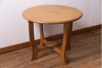 アンティーク家具　ナラ材　レトロなラウンドテーブル(コーヒーテーブル、カフェテーブル)(R-038250)