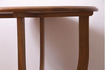 アンティーク家具　ナラ材　レトロなラウンドテーブル(コーヒーテーブル、カフェテーブル)(R-038250)