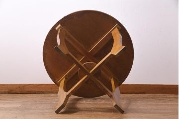 アンティーク家具　ナラ材　レトロなラウンドテーブル(コーヒーテーブル、カフェテーブル)(R-038250)