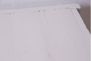 アンティーク家具　昭和初期　モールガラス　レトロな雰囲気のペイントがお洒落なサイドボード(収納棚、ガラス戸棚、キャビネット)(R-038251)
