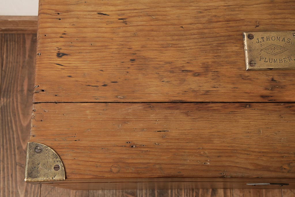 アンティーク家具　フランスアンティーク　パイン材　ブランケットボックスをリメイク!　木の風合いが味わい深いセンターテーブル(ローテーブル)(R-038253)