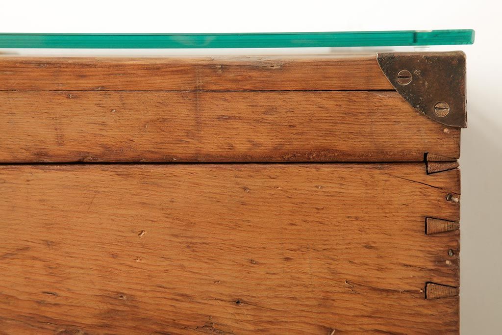 アンティーク家具　フランスアンティーク　パイン材　ブランケットボックスをリメイク!　木の風合いが味わい深いセンターテーブル(ローテーブル)(R-038253)