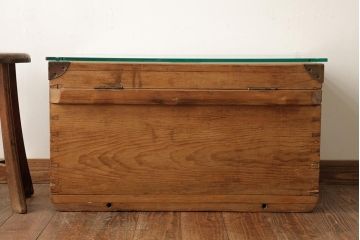 アンティーク家具　フランスアンティーク　パイン材　ブランケットボックスをリメイク!　木の風合いが味わい深いセンターテーブル(ローテーブル)(R-038253)