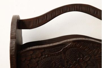 ビンテージ家具　伝統工芸　軽井沢彫り　桜の彫りが優美な印象のマガジンラック(本立て、収納、ヴィンテージ)(R-038255)