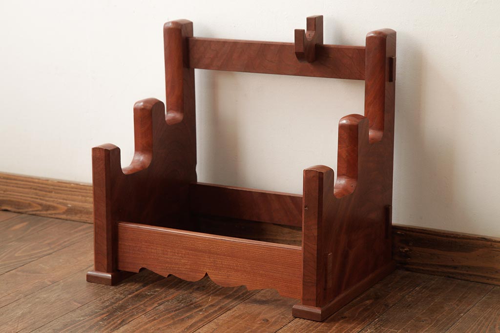 和製アンティーク　総ケヤキ材　重厚な雰囲気漂う台座(軸掛、飾り台)(R-038257)