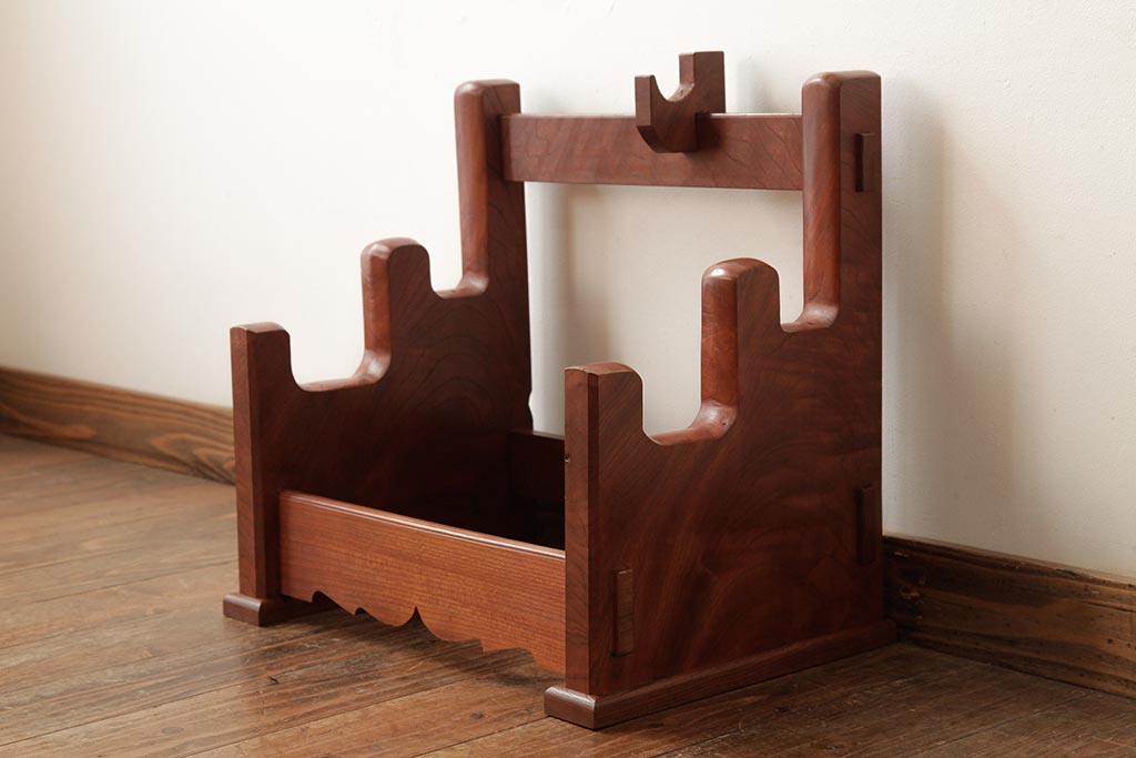 和製アンティーク　総ケヤキ材　重厚な雰囲気漂う台座(軸掛、飾り台)(R-038257)