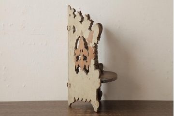 アンティーク雑貨　フランスアンティーク　折り畳み式　シャビーな卓上コーナーラック(棚、飾り台、ディスプレイ)(R-038260)
