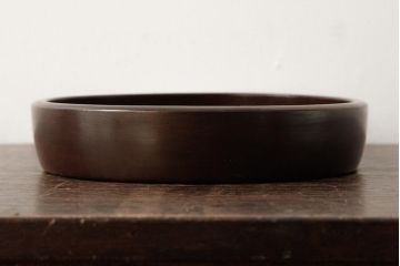アンティーク雑貨　和製アンティーク　総ケヤキ材　なめらかで味のある丸盆(トレー、お盆)(R-038261)