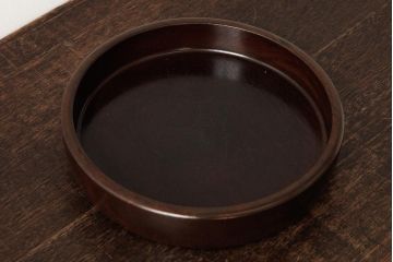アンティーク雑貨　和製アンティーク　総ケヤキ材　なめらかで味のある丸盆(トレー、お盆)(R-038261)