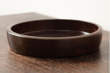 アンティーク雑貨　和製アンティーク　総ケヤキ材　なめらかで味のある丸盆(トレー、お盆)(R-038261)